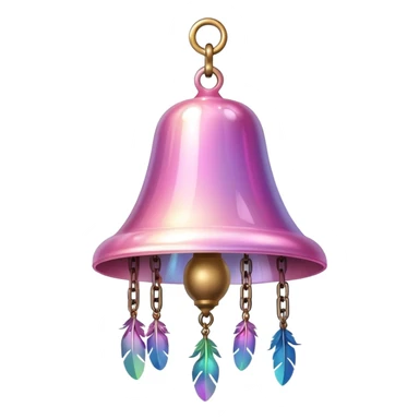 PInk iridescent Bell with chained hanging crystals LAMP with feathers sticker