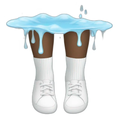 Two feet wearing white socks Soaking water with rain sticker