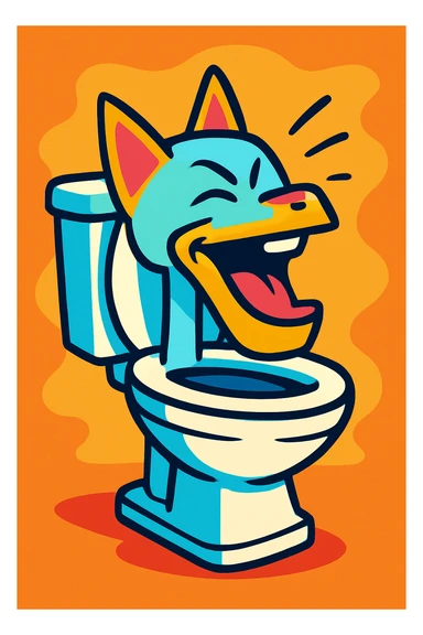 Skibidi Toilet character mewing with exaggerated jawline, vibrant toon style sticker