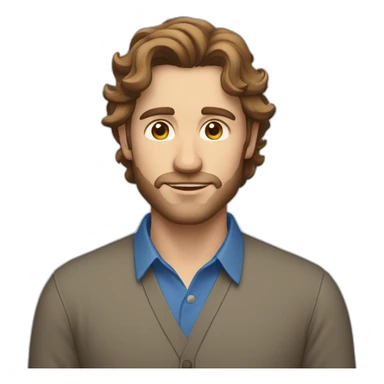 White handsome Man with brown wavy hair and blue shirt in profile sticker