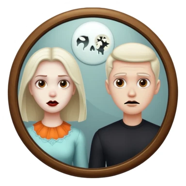 Spooky Man  in mirror behind woman sticker