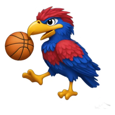 jayhawk bird holding basketball sticker