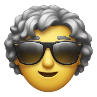 White emoji with sun glasses and black hair sticker
