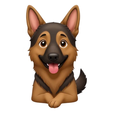 cartoon style dark German Shepherd dog with its tongue hanging out long sticker