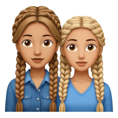2 women with long  braided hair  sticker