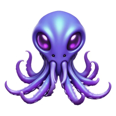 Clash of Clans aesthetic: Cinematic Playful Zerg Alien Emoji, rendered in a 3D vector-style similar to standard emojis with minimal shading and bold, simplified shapes. A compact, isometric, otherworldly creature with insectoid, organic details and subtle, eerie tentacles, softly glowing with a sinister alien charm. Simplified yet unmistakably iconic, highly detailed and consistent, glowing with a soft, spectral radiance and high shine. Stylized with a touch of bio-engineered mischief and a soft glowing outline, capturing the essence of a fearsome extraterrestrial menace with a playful twist! sticker