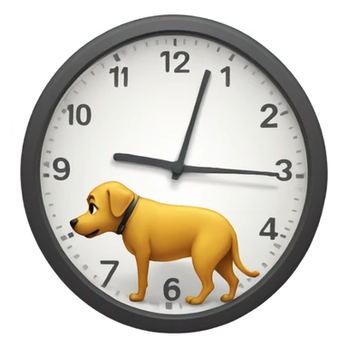 a dog pisses on a big clock sticker