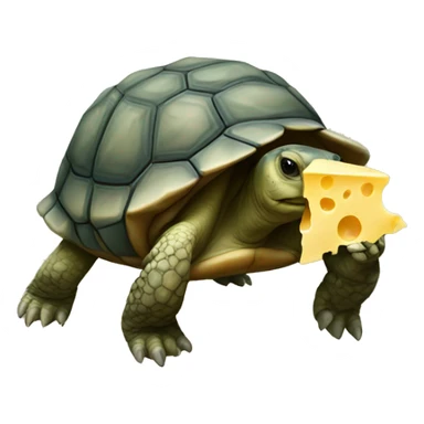 Tortoise holding cheese sticker