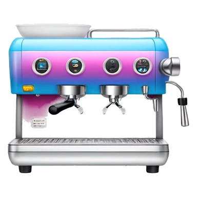 Pink and blue gradient hue espresso machine sticker