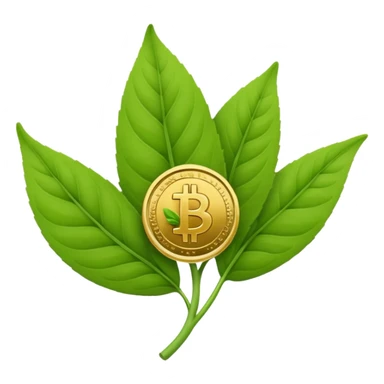 Crea un emoji que sea una hoja botánica (como un brote o una ramita de salvia) con un pequeño símbolo de dólar o una moneda de oro integrada en el centro. Estilo orgánico y profesional. sticker