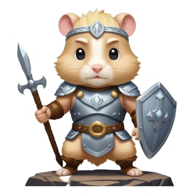 valorous Viking hamster in Valhalla, detailed armor, heroic pose, glowing sky sticker