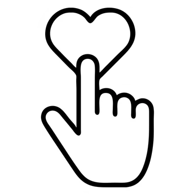 index finger clicking on a heart icon sticker