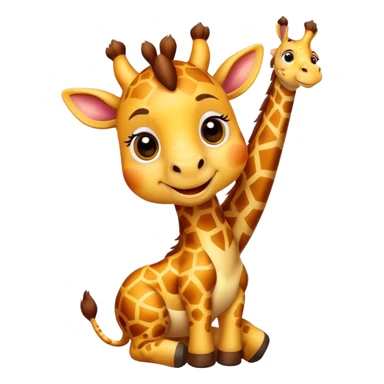 Cartoon cute dwarf giraffe with a smile, giving a big thumbs-up sticker