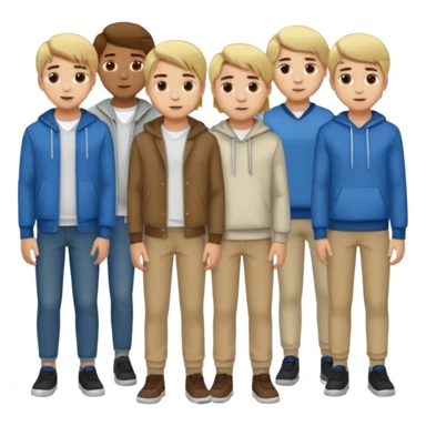 Cartagineses: un grupo de hombres jóvenes, pelo largo rubio y castaño, ropa buena, cara de niños de alrededor de unos 20/25 años.
cuerpo entero sticker