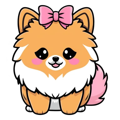 Pomerania con fiocco rosa sticker