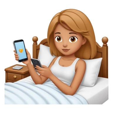 Girl scrolling on phone in bed sticker