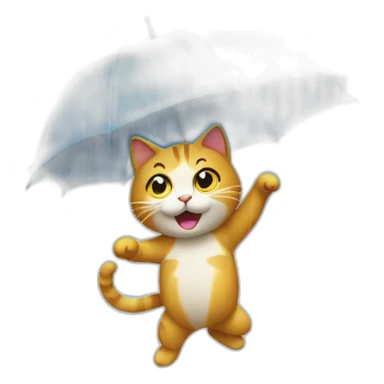 Cat dancing under the rain sticker