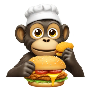 Monkey eating fried chicken burger  sticker