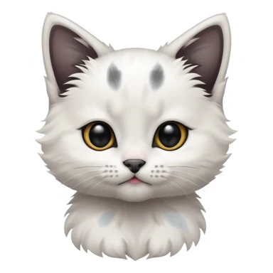 white kitten with a black spot on each ear and a black patch around its mouth, clean appealing style sticker