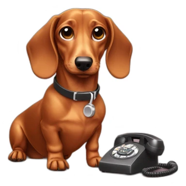 dachshund sitting on the phone sticker
