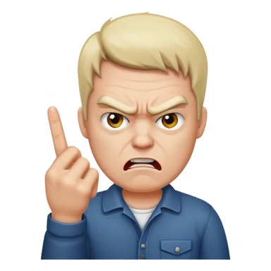 angry guy sticking middle finger sticker