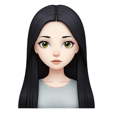 Girl with long straight black hair pale skin dark eyes   sticker