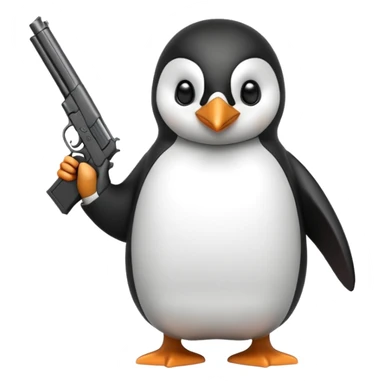 penguin with gun sticker