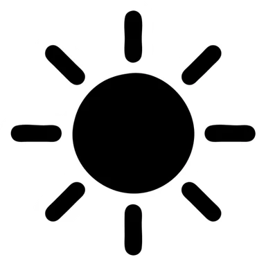 A sun icon in solid black, with no additional colors sticker