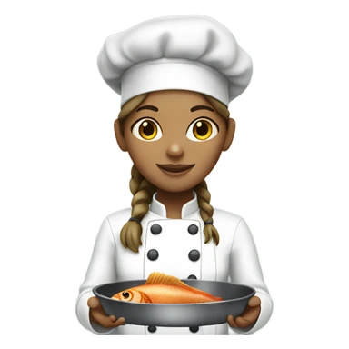Chef girl with dark blond hair with fish dish  sticker