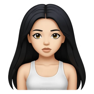 Aaliyah with long black hair, white crop top sticker