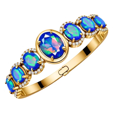 Van Cleef, luxury sparkling black opal gemstones and 3k diamonds, 24k bracelet sticker