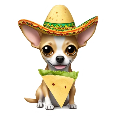 Chihuahua eating a taco while wearing a sombrero ￼ sticker