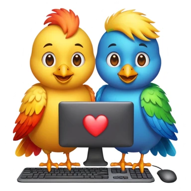 Create a Emoji in which birds are together coding sticker