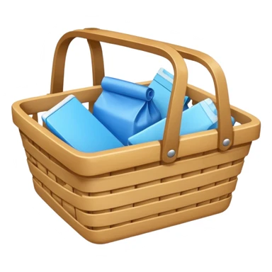 cesta de compras azul ciano, vista de cima e vazia sticker