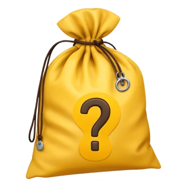 tied bag printed with q&a stuffed with yellow question marks sticker