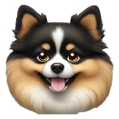 smiling black and tan cute chubby pomeranian sticker