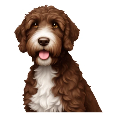 Chocolate labradoodle with a white patch on her chest  sticker