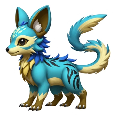 Rare realistic exotic cute epic pretty beautiful handsome gorgeous aesthetic colorful vibrant Vernid-Protogen-Primagen-Wickerbeast-species-Fakemon-creature by LiLaiRa, random markings, tufted ears, full body sticker