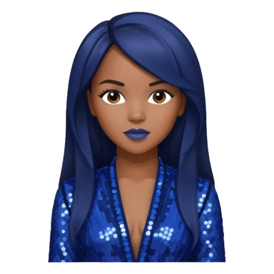 LeToya Luckett with long dark brown hair hair, indigo sequin outfit sticker