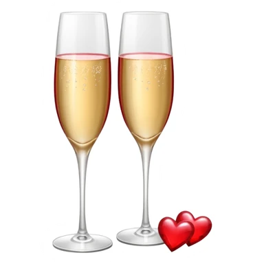 2 red champagne glasses with 3 red hearts on top sticker
