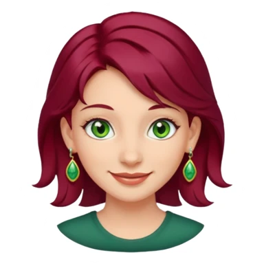 smiling girl with earrings green eyes and burgundy hair sticker
