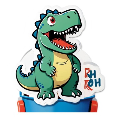 Dino saying Ruh roh  sticker