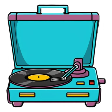 retro record player with disco vinyl sticker