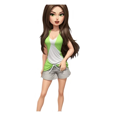 girl with brown hair and green eyes sticker