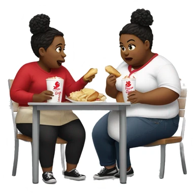 2 fat girls eating Chick-fil-A sticker