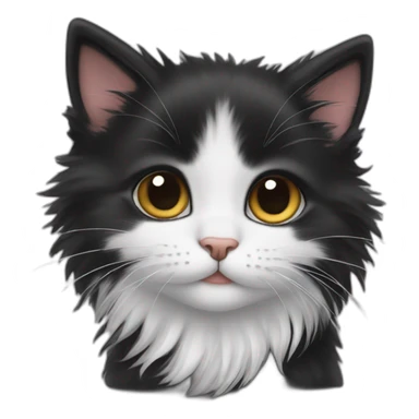 black long haired small kitten sticker
