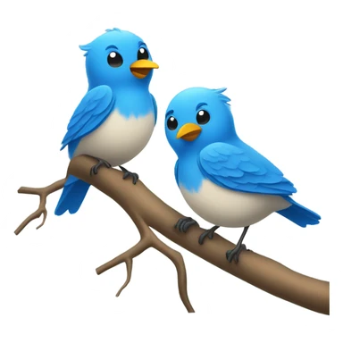 Cartoon blue birds on a tree sticker