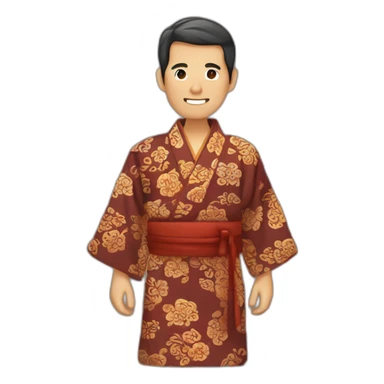 Men wearing batik kimono sticker