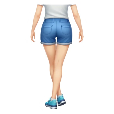 back view of full leg female with shorts sticker