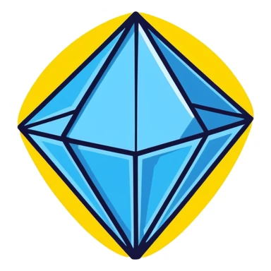 shiny blue diamond broken in half exposing crystal structure inside sticker